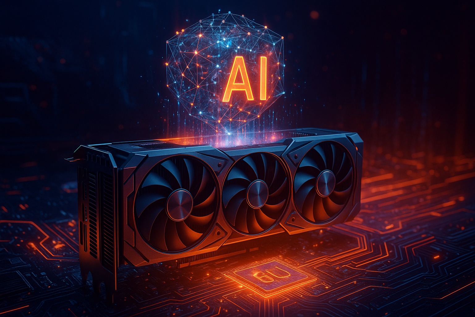 Tarjeta gráfica con elementos de inteligencia artificial mejorando los FPS